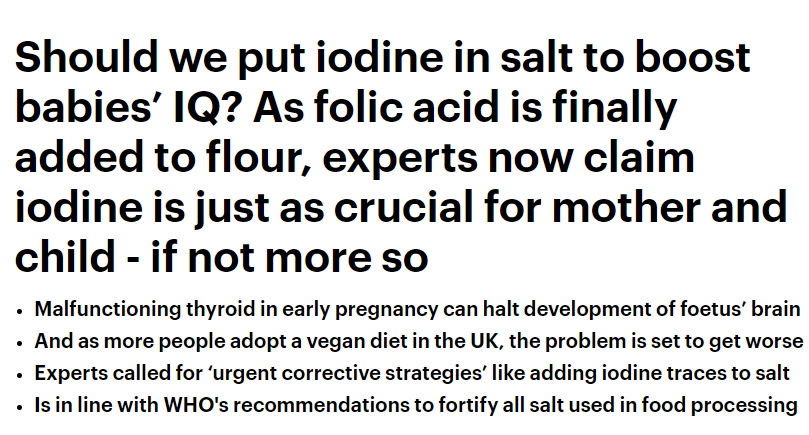 The use of iodine in food