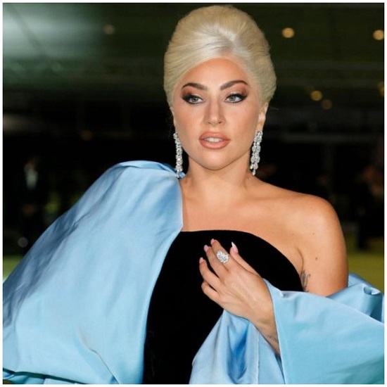 Lady Gaga in a charming classic look by Italian Elsa Schiaparelli