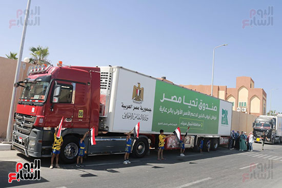 شاحنات قافلة أبواب الخير في محافظة شمال سيناء