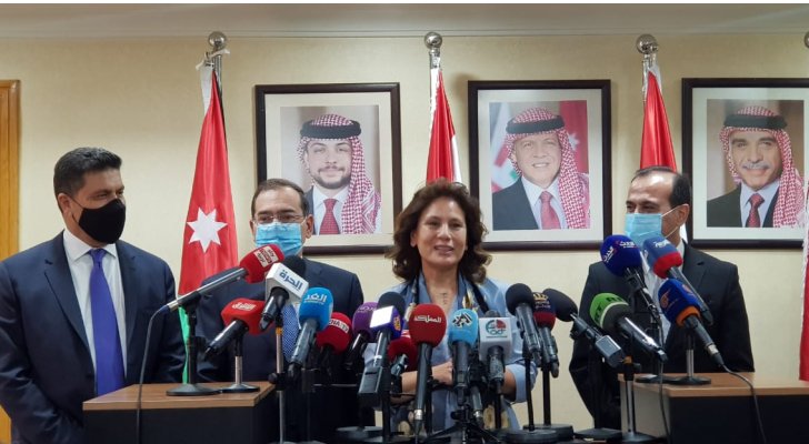 وزراء البترول والطاقة في مصر والاردن وسوريا ولبنان خلال المؤتمر الصحفي
