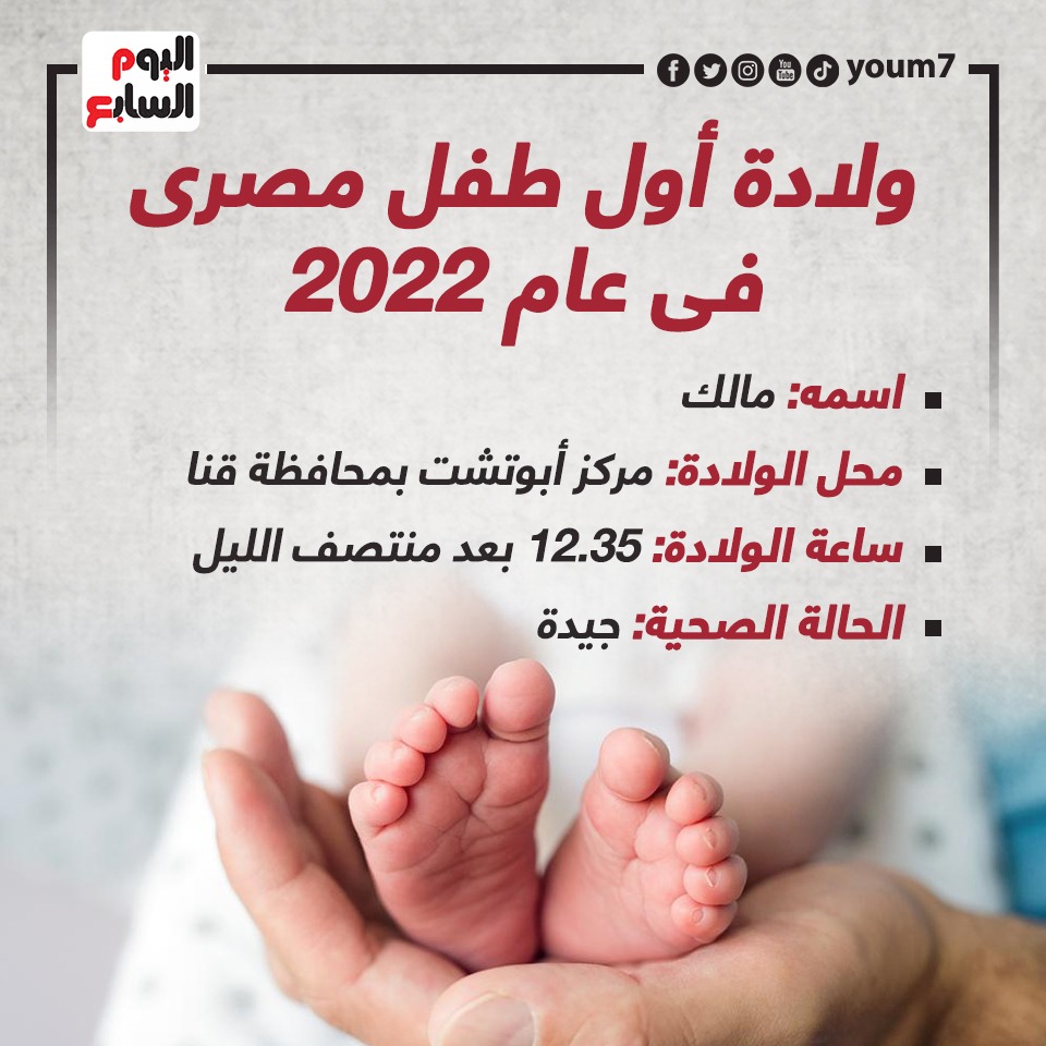 ولادة أول طفل مصرى فى عام 2022