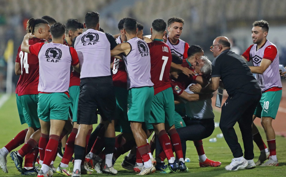 احتفال لاعبى المغرب