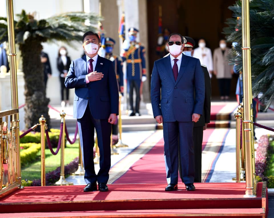 استقبال الرئيس الكورى الجنوبى فى قصر الاتحادية