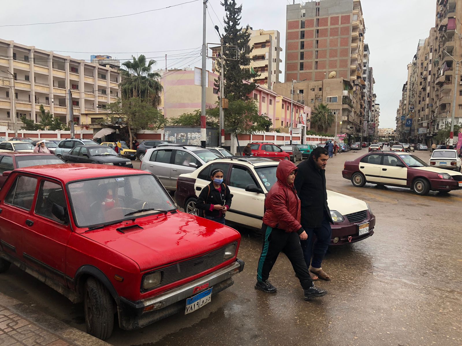 سقوط أمطار متوسطة بمدينة المنصورة