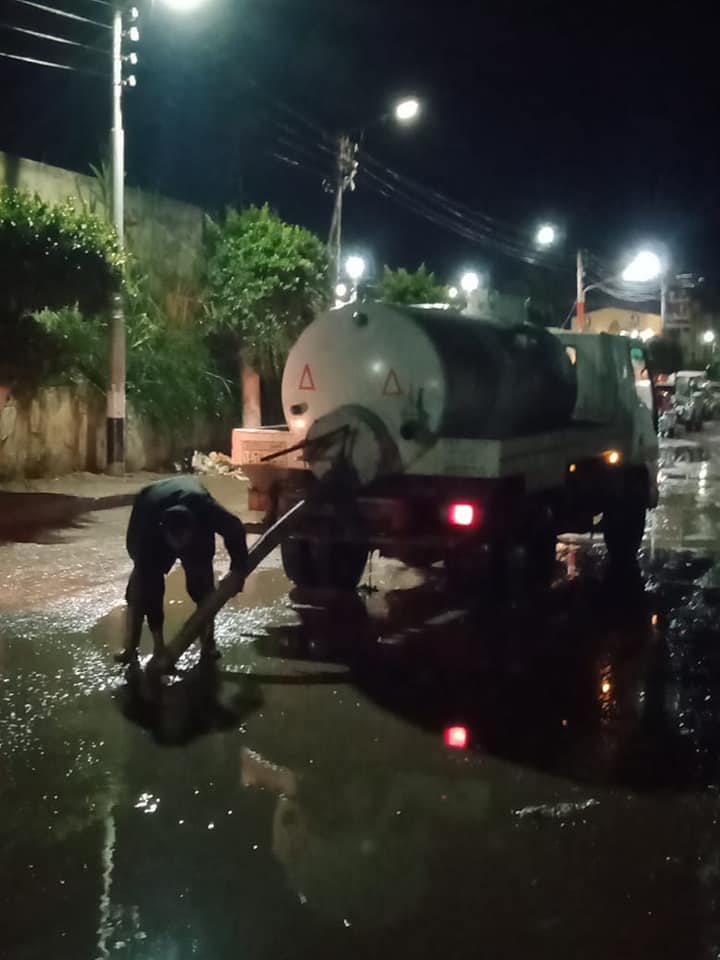 رفع مياه الامطار  من شوارع قلين