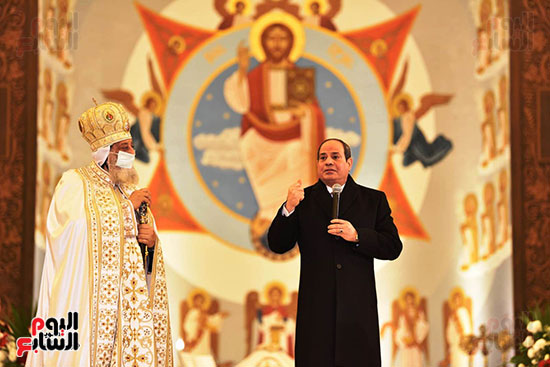 الرئيس السيسي فى كاتدرائية ميلاد المسيح بالعاصمة الإدارية الجديدة