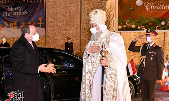 لحظة وصول الرئيس السيسي كاتدرائية ميلاد المسيح بالعاصمة الإدارية الجديدة