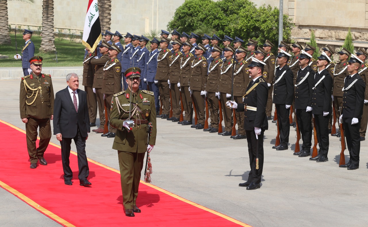 President Abdul Latif Rashid arrives at the Peace Palace in Baghdad