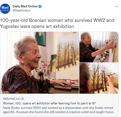 بوسنية تفتتح معرضًا فنيا فى عمر الـ 100عام بعد تعلمها الرسم فى سن الـ87..صور