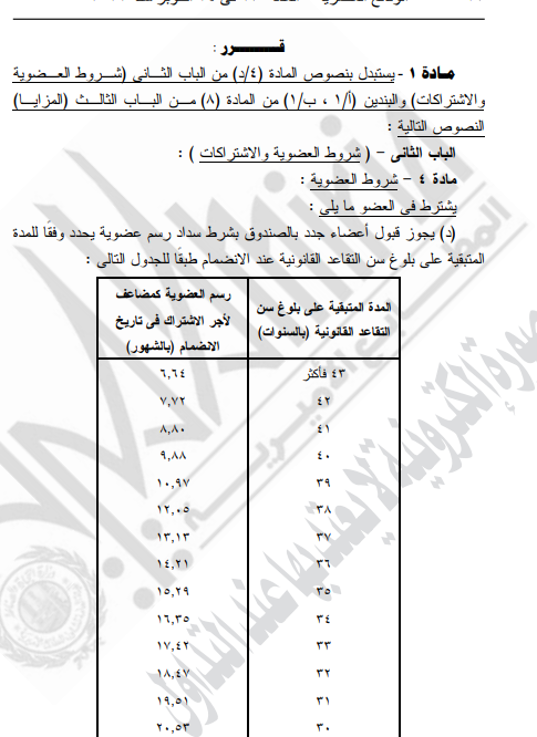 شروط العضوية والاشتراكات