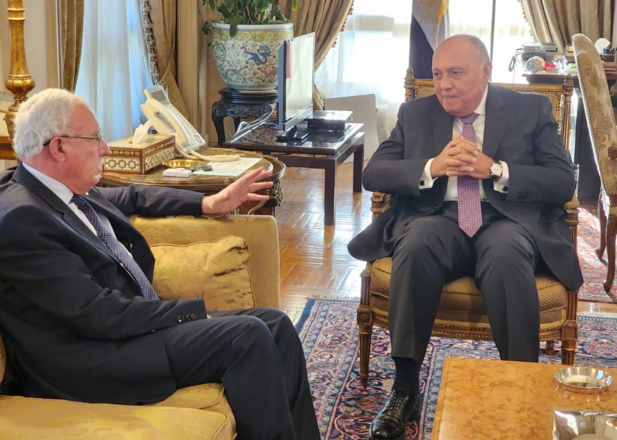 وزير الخارجية مع نظيره الفلسطيني