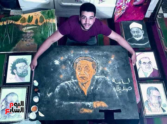 رسمه-لعادل-امام-وعدد-من-المشاهير-لاسمه-صديق