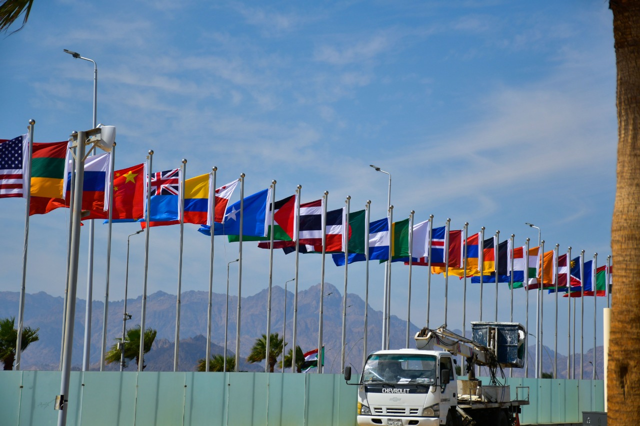 أعلام الدول المشاركة في قمة تغير المناخ  تزين سماء شرم الشيخ  (1)