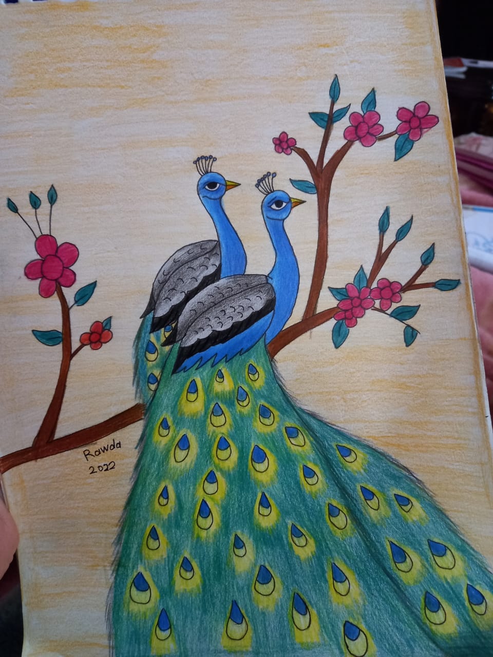 Tavus kuşunun etkileyici bir çizimi