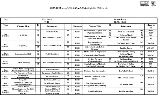 جدول امتحان الفصل الدراسى الاول2022-2023 (6)