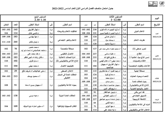 جدول امتحان الفصل الدراسى الاول2022-2023 (3)