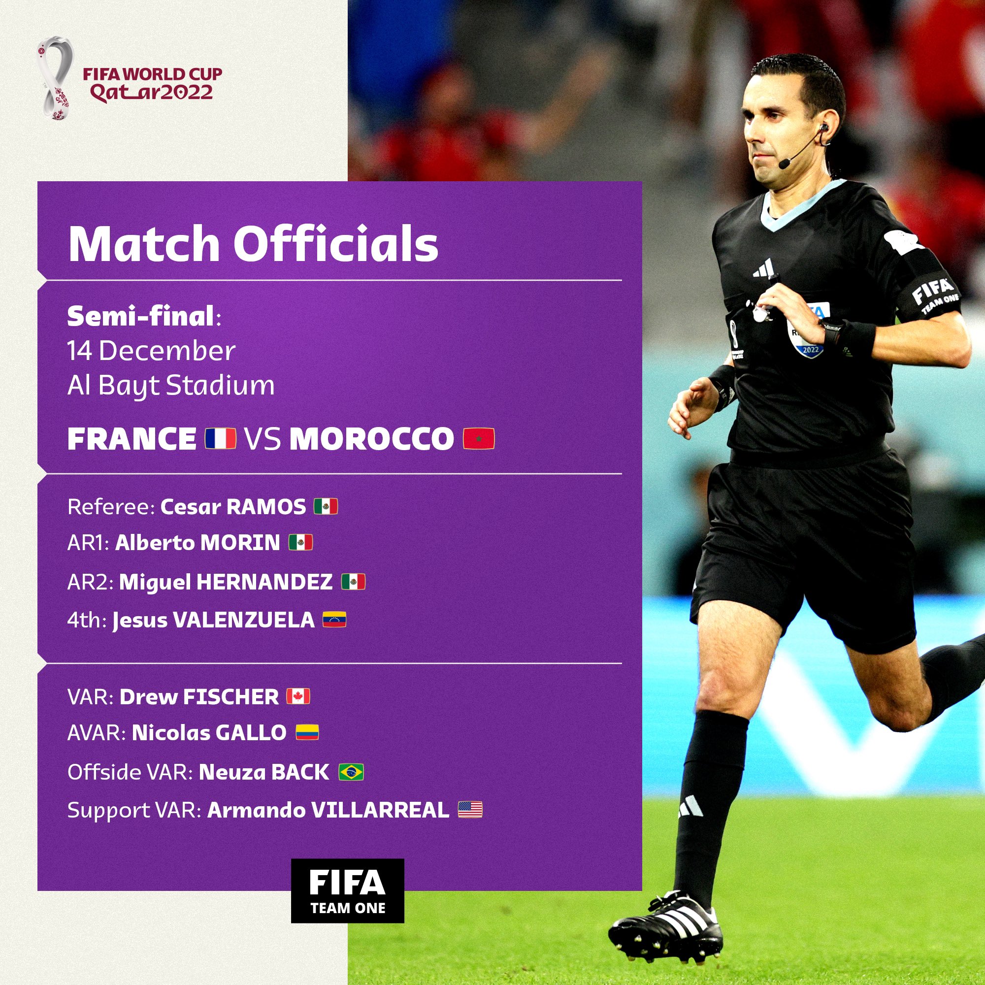 حكام مباراة فرنسا والمغرب