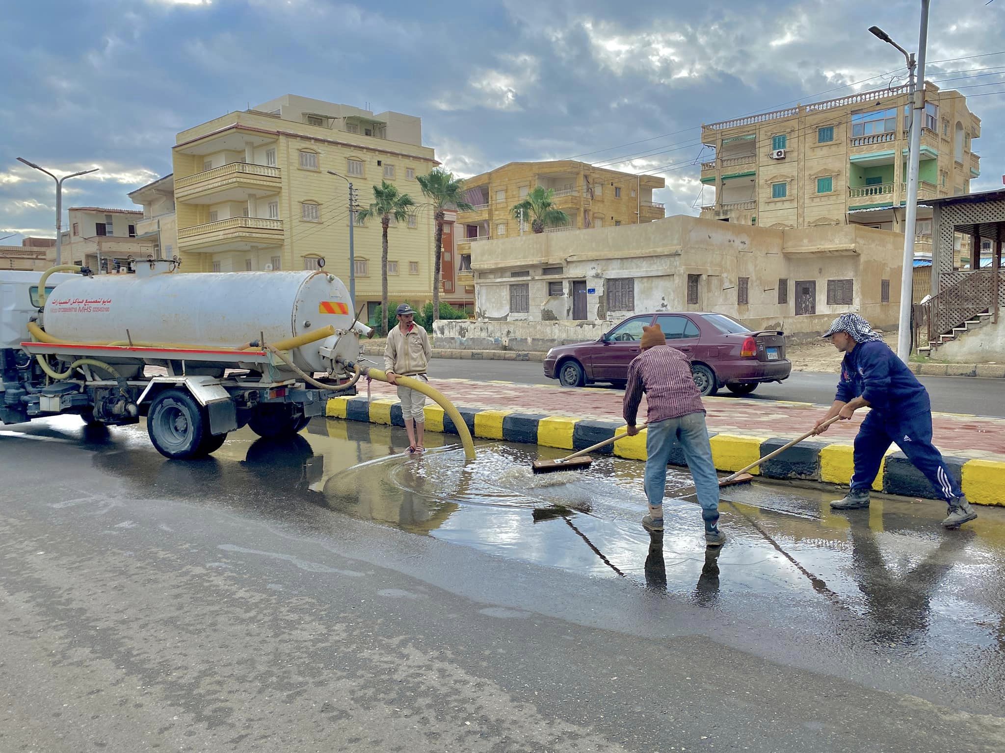 رفع مياه الامطار بالمصيف