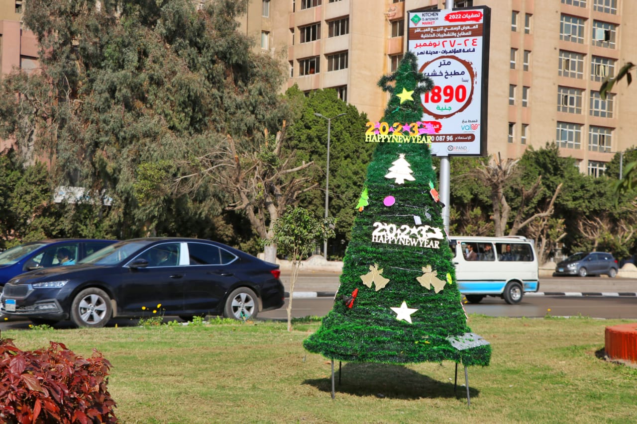نشر أشجار الكريسماس بشوارع القاهرة
