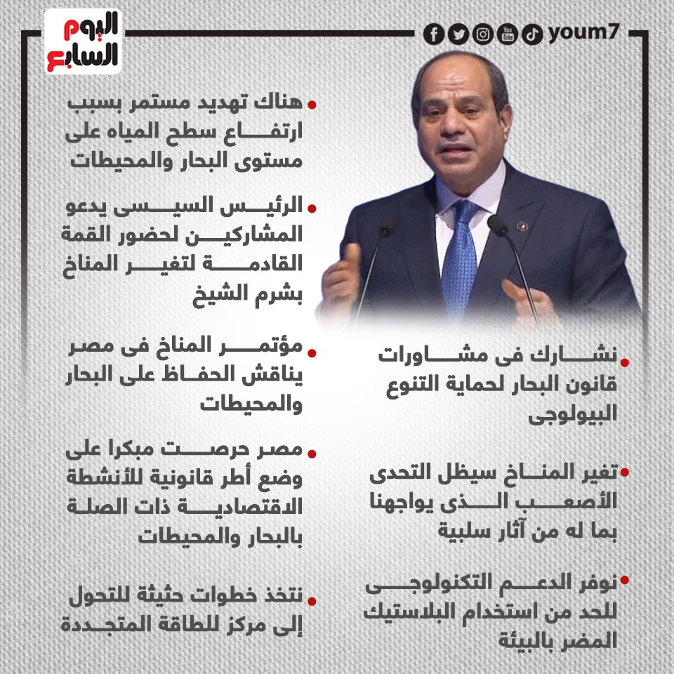 رسائل الرئيس السيسى فى قمة المناخ