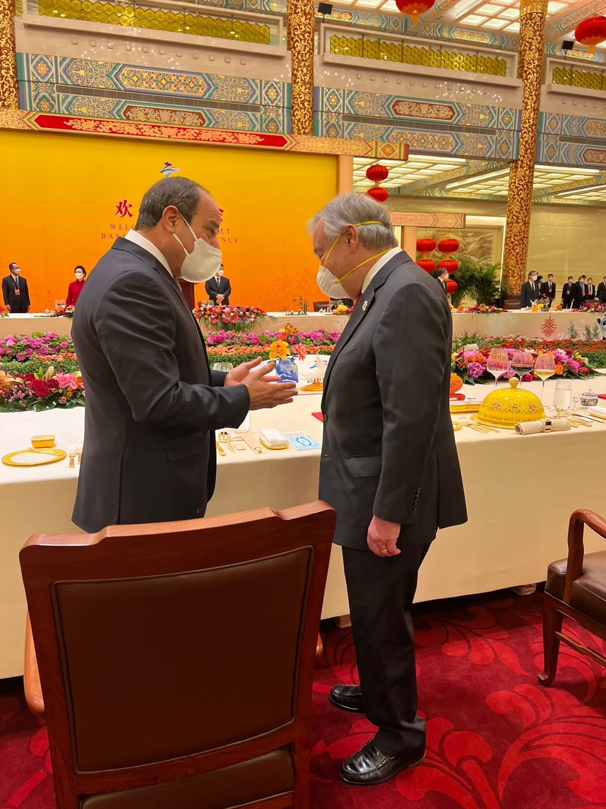 مأدبة غداء الرئيس الصيني تجمع الرئيس السيسى وأمير قطر وبن زايد وسكرتير الأمم المتحد (2)