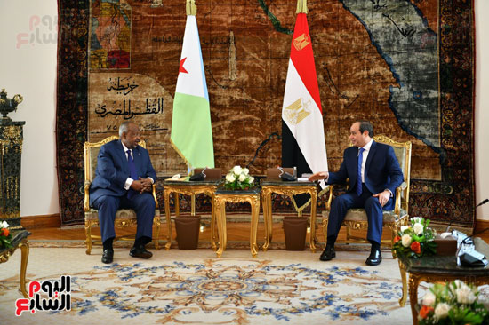 لقاء الرئيس عبد الفتاح السيسى ورئيس جيبوتى إسماعيل عمر جيلة (1)