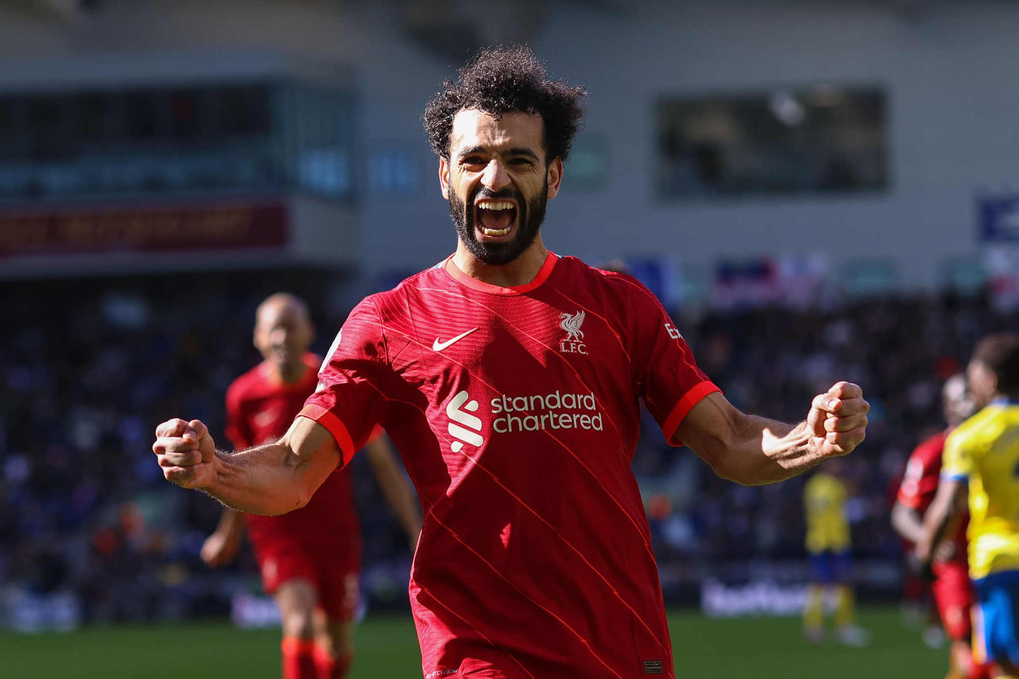 فرحة محمد صلاح بهدفه ضد برايتون