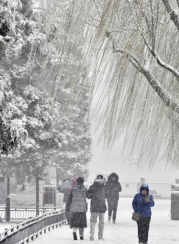 الثلوج تداعب فصل الربيع الصينى