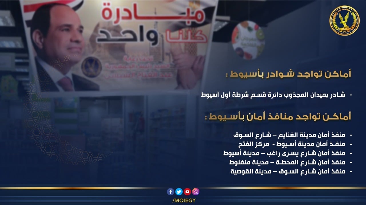 أماكن منافذ وشوادر كلنا واحد بأسيوط (1)