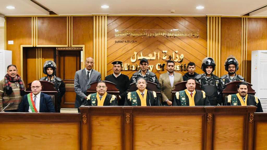 هيئة المحكمة برئاسة المستشار سامح عبد الحكم رئيس المحكمة