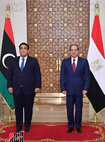 الرئيس عبد الفتاح السيسي ومحمد المنفي رئيس المجلس الرئاسي الليبي (4)