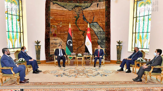 الرئيس عبد الفتاح السيسي ومحمد المنفي رئيس المجلس الرئاسي الليبي (3)