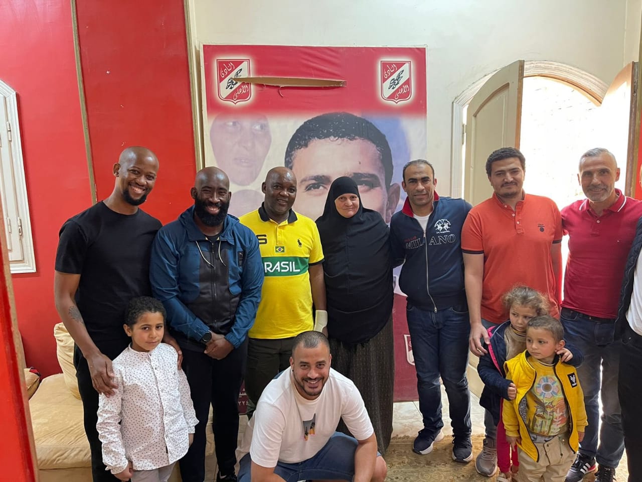 Abdel Wahab's family with Al-Ahly's technical staff