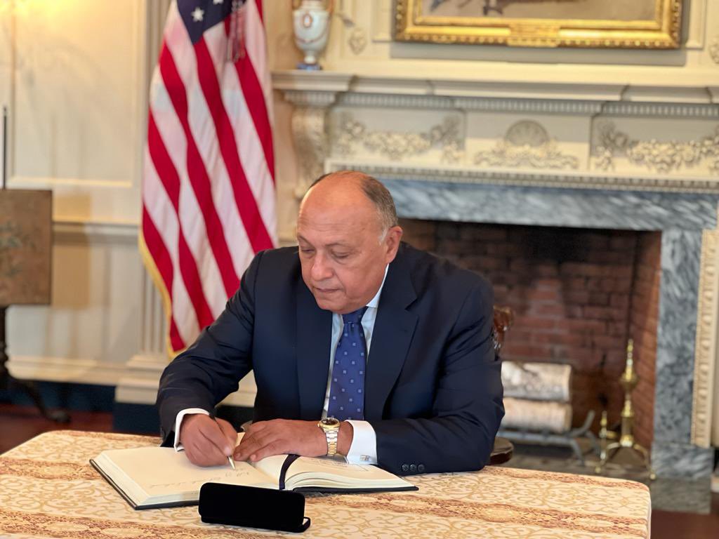 وزير الخارجية سامح شكري قبيل اللقاء مع نظيره الامريكي