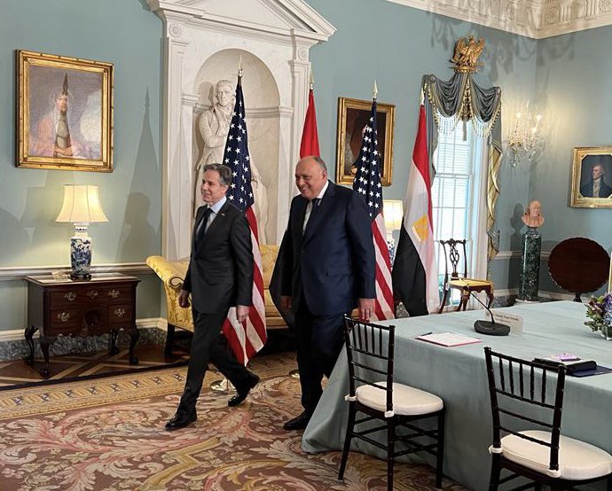 وزير الخارجية الأمريكي يستقبل الوزير سامح شكري