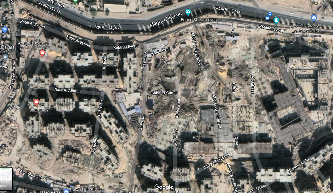 خريطة جوجل لمنطقة المدابغ خلف سور مجرى العيون