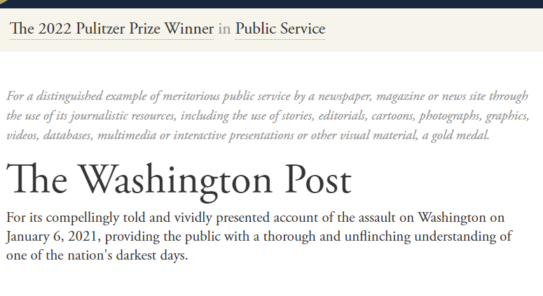 واشنطن بوست تفوز بجائزة الخدمة العامة 