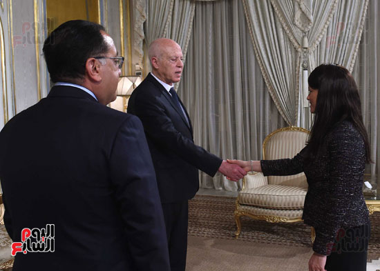 الرئيس قيس سعيد، رئيس الجمهورية التونسية والدكتور مصطفى مدبولى، رئيس مجلس الوزراء (2)