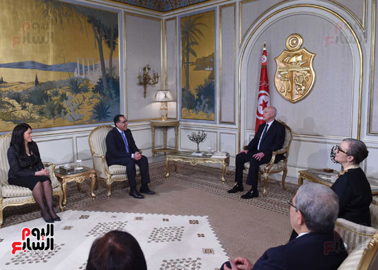 الرئيس قيس سعيد، رئيس الجمهورية التونسية والدكتور مصطفى مدبولى، رئيس مجلس الوزراء (6)