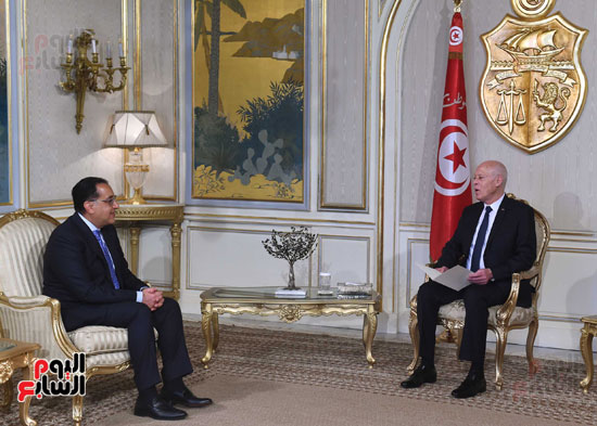 الرئيس قيس سعيد، رئيس الجمهورية التونسية والدكتور مصطفى مدبولى، رئيس مجلس الوزراء (7)