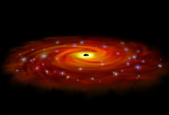 تظهر حلقة من النجوم تدور حول قوس الثقب الأسود