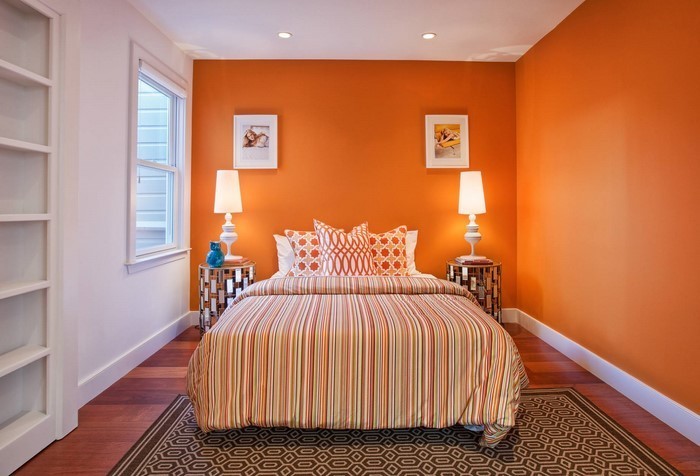غرف نوم باللون البرتقالي