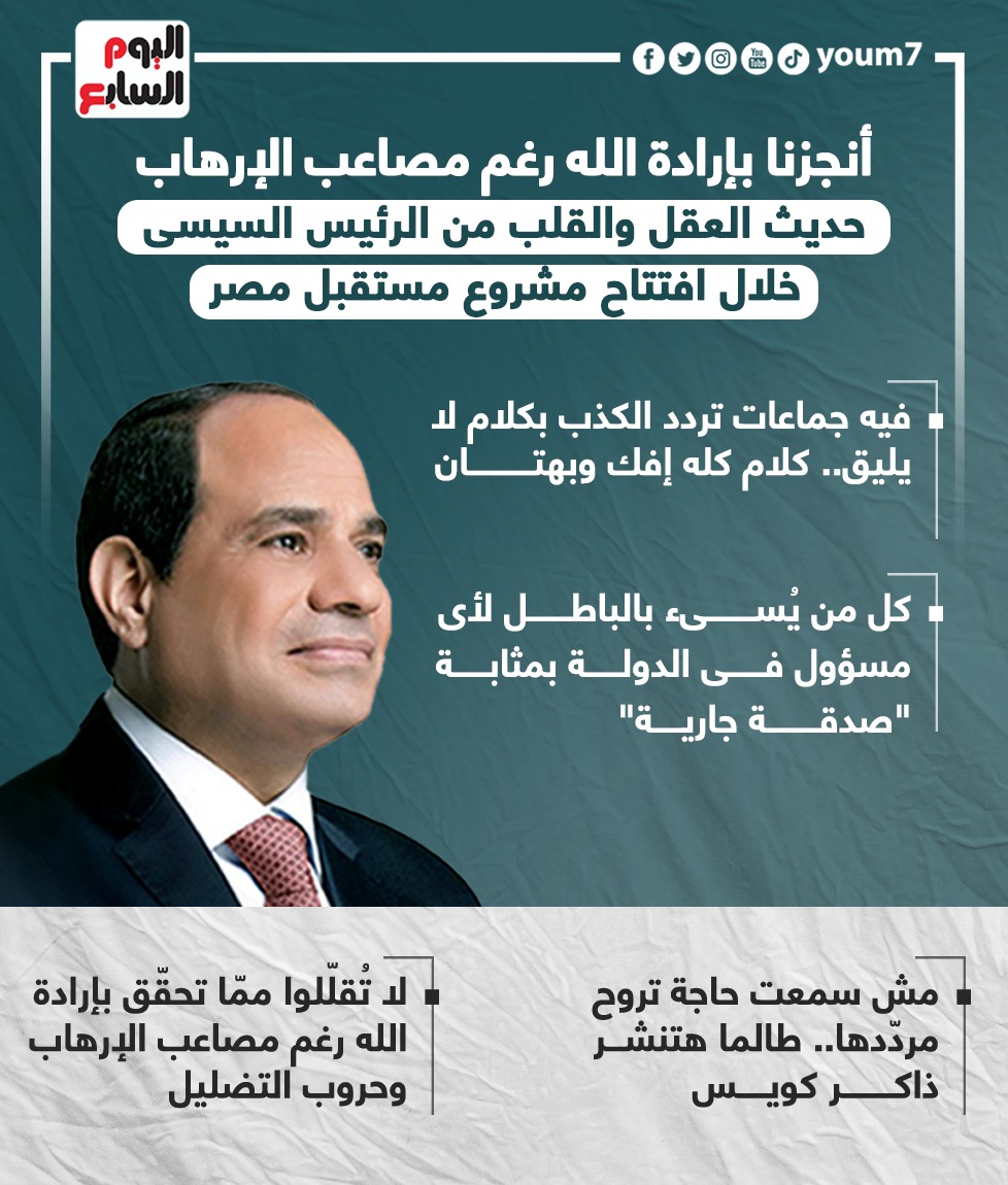 حديث العقل والقلب من الرئيس السيسى خلال افتتاح مشروع مستقبل مصر