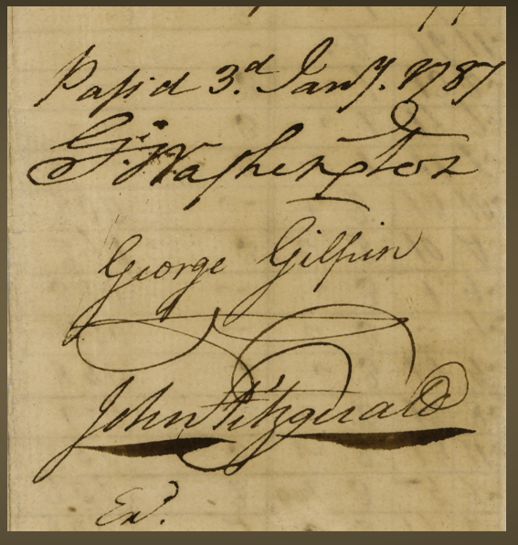 توقيع جورج واشنطن على كشف مرتبات