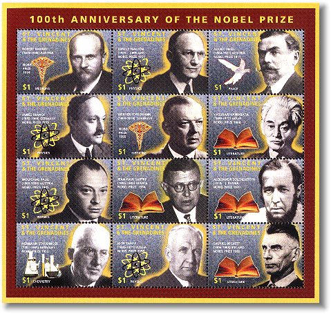 مجموعة تظهر الحاصلين على جائزة نوبل