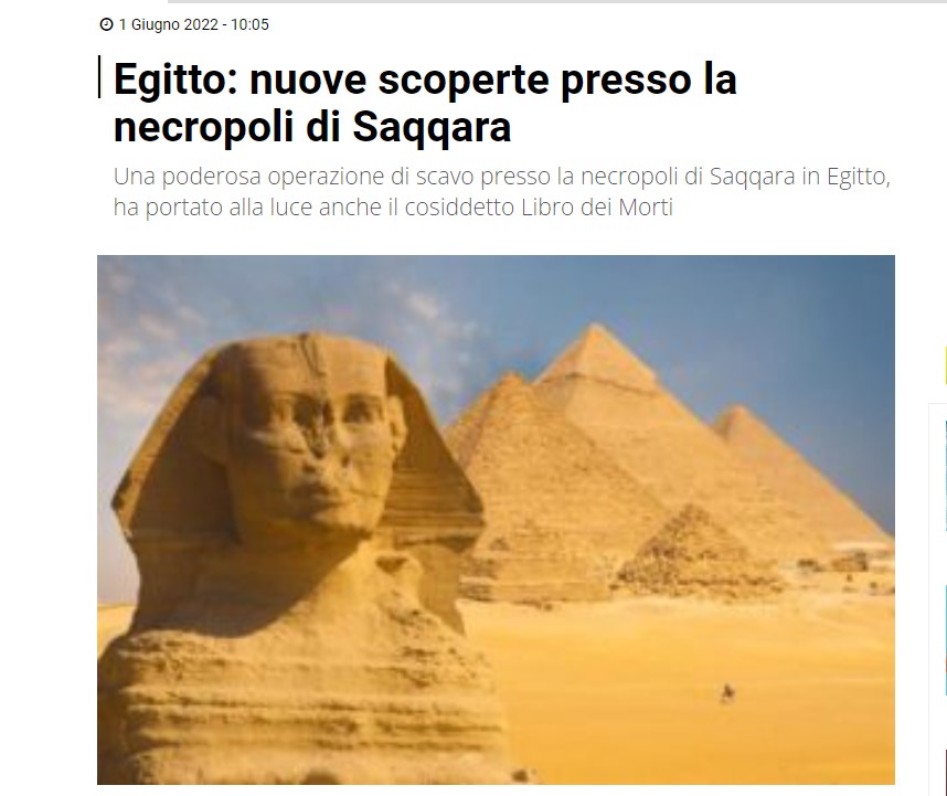 صحيفة ايطالية تبرز اكتشافات سقارة 