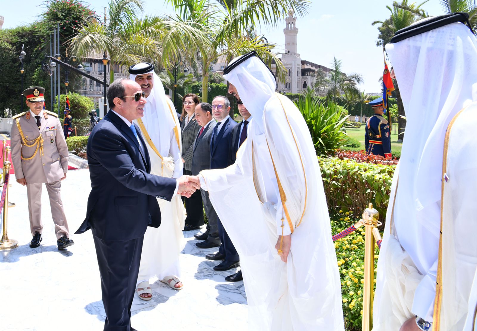 الرئيس السيسي يستقبل أمير قطر بقصر الاتحادية  (4)