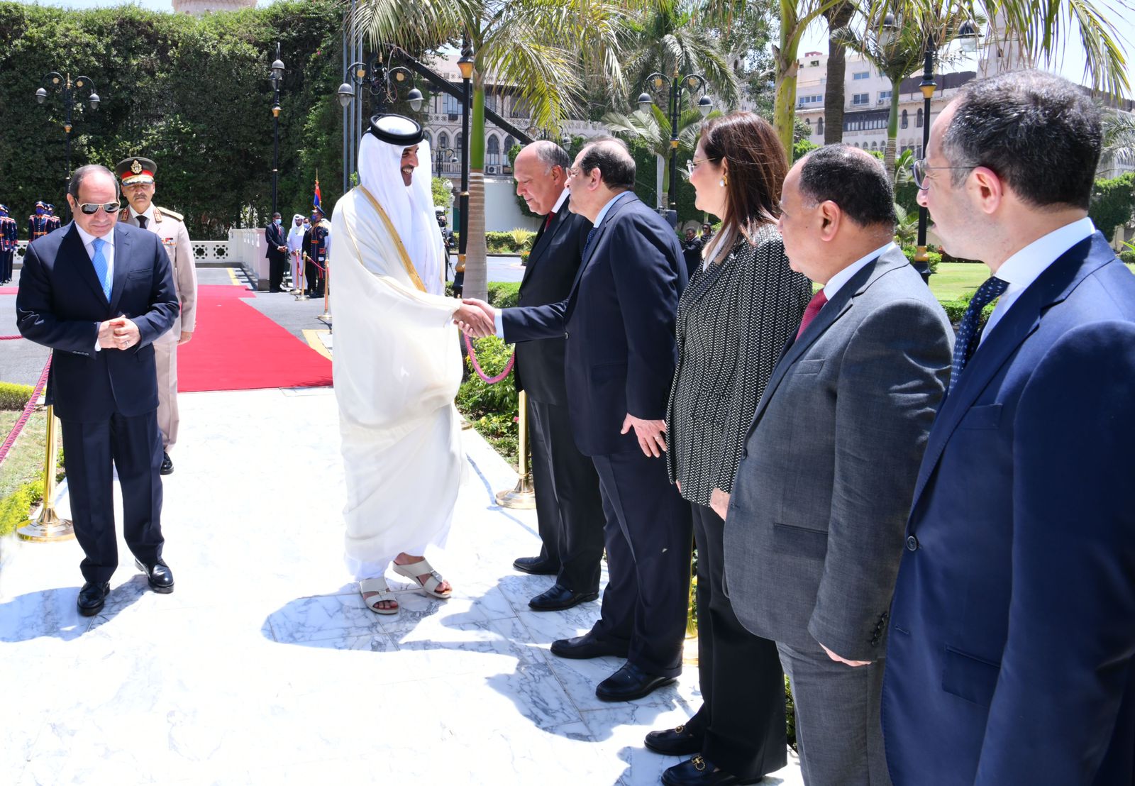 الرئيس السيسي يستقبل أمير قطر بقصر الاتحادية  (3)