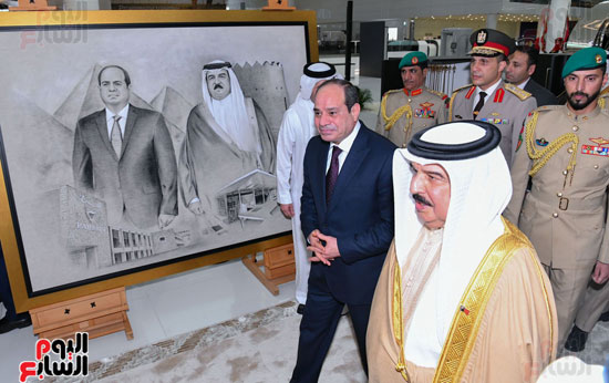 الرئيس السيسى يشارك الملك حمد بن عيسى فى افتتاح المبنى الجديد لمطار البحرين (12)