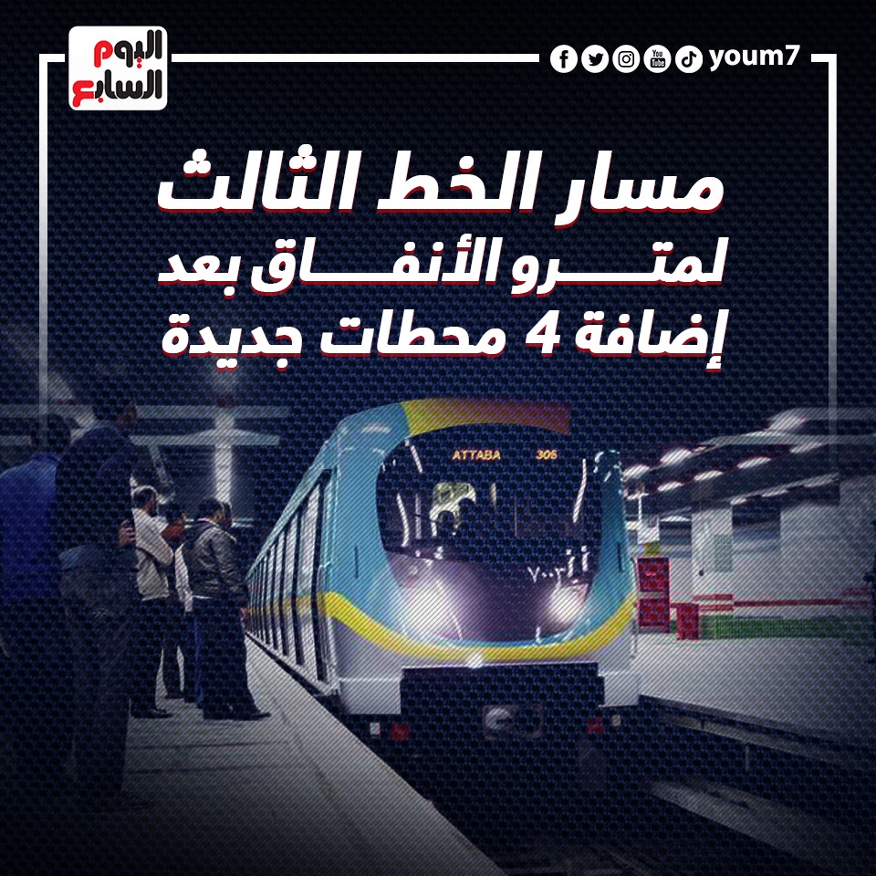 مسار الخط الثالث لمترو الأنفاق بعد إضافة 4 محطات جديدة.. إنفوجراف مسار الخط الثالث لمترو الأنفاق بعد إضافة 4 محطات جديدة.. إنفوجراف